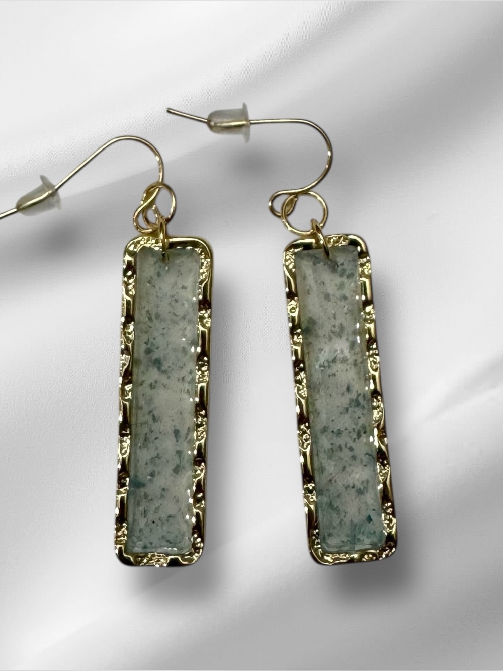 NWOT Gold and Blue/White Dangle Earrings
